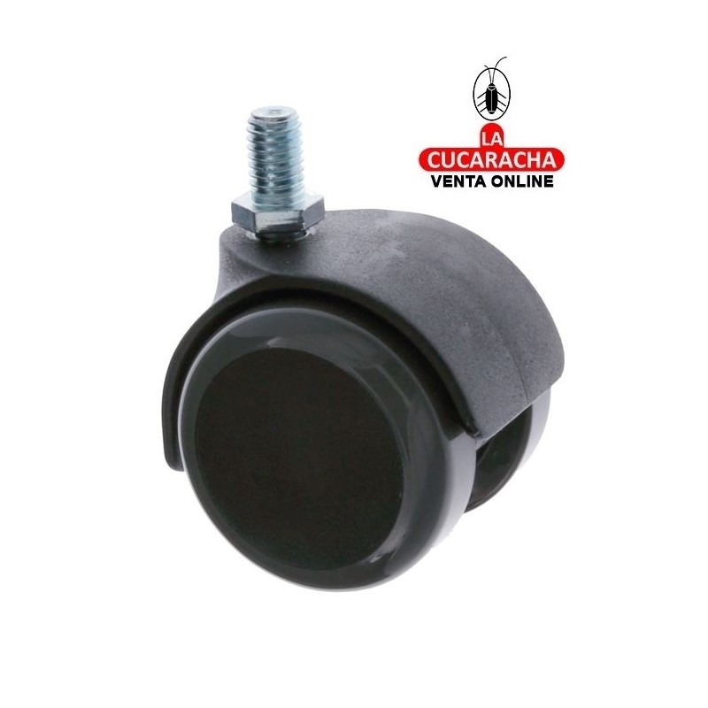 RUEDA NYLON NEGRO BANDA POLIURETANO GRIS EJE ROSCADO MOBILIARIO OFICINA MODELO 1507.
