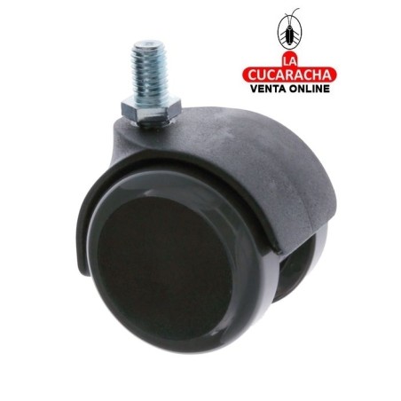 RUEDA NYLON NEGRO BANDA POLIURETANO GRIS EJE ROSCADO MOBILIARIO OFICINA MODELO 1507.