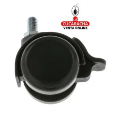 RUEDA NYLON NEGRO BANDA POLIURETANO GRIS EJE ROSCADO Y FRENO MOBILIARIO OFICINA MODELO 1507.