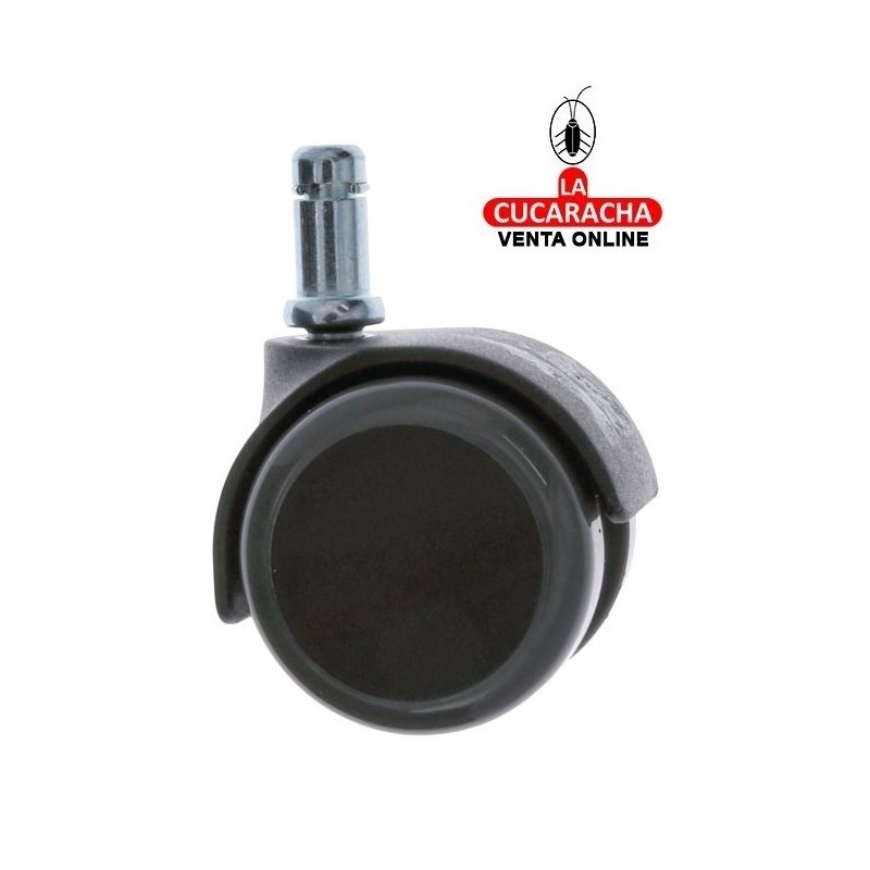 RUEDA NYLON NEGRO BANDA POLIURETANO GRIS ESPIGA Y ANILLA MOBILIARIO OFICINA MODELO 1508.