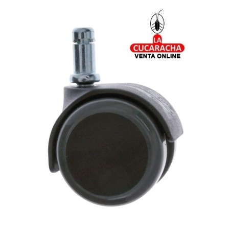 RUEDA NYLON NEGRO BANDA POLIURETANO GRIS ESPIGA Y ANILLA MOBILIARIO OFICINA MODELO 1508.