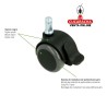 RUEDA NYLON NEGRO BANDA POLIURETANO GRIS ESPIGA Y FRENO MOBILIARIO OFICINA MODELO 1508.