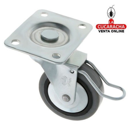 RUEDA GOMA BORRACHA CON PLETINA RODAMIENTO Y FRENO MODELO 2503.