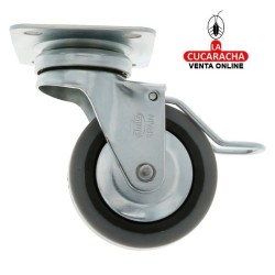 RUEDA GOMA BORRACHA CON PLETINA RODAMIENTO Y FRENO MODELO 2503.