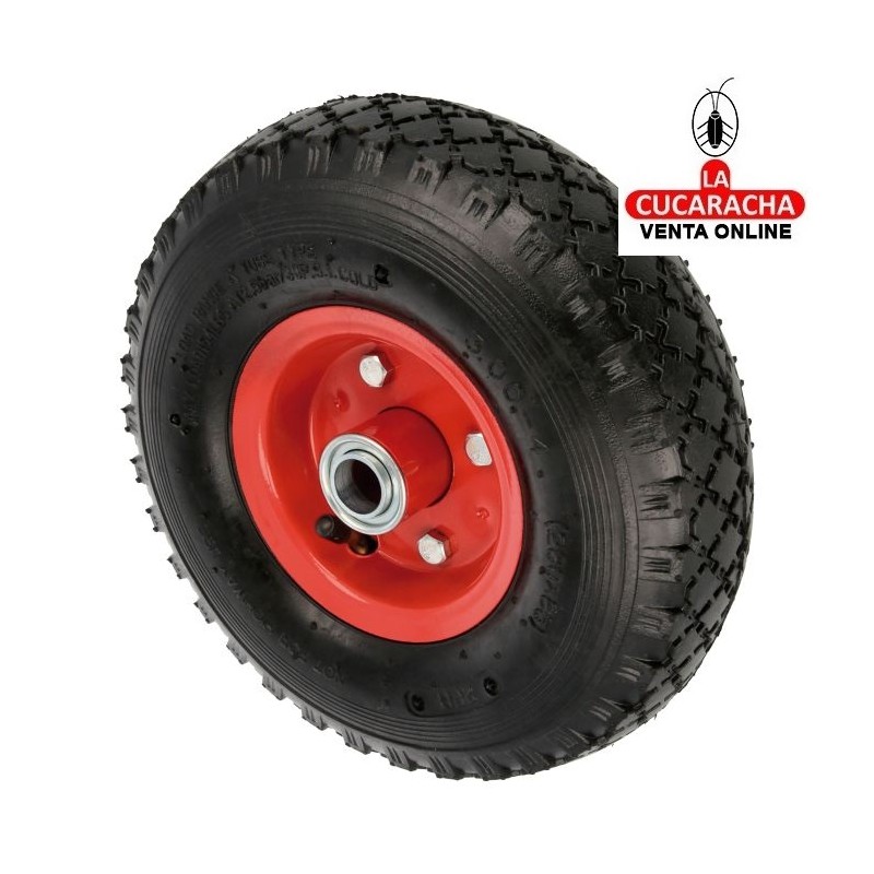RUEDA NEUMATICA Y CAMARA DE AIRE NUCLEO METALICO ROJO MODELO 2580.