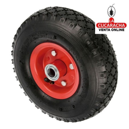 RUEDA NEUMATICA Y CAMARA DE AIRE NUCLEO METALICO ROJO MODELO 2580.