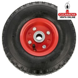 RUEDA NEUMATICA Y CAMARA DE AIRE NUCLEO METALICO ROJO MODELO 2580.