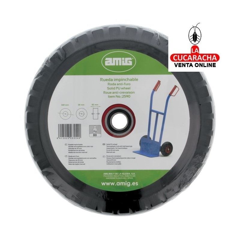 RUEDA INPINCHABLE NUCLEO TERMOPLASTICO ROJO MODELO 2590.