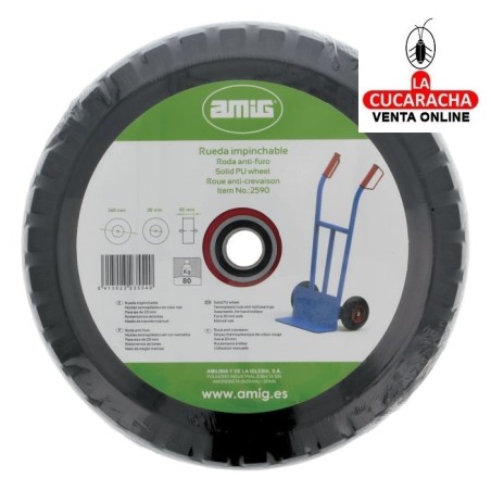 RUEDA INPINCHABLE NUCLEO TERMOPLASTICO ROJO MODELO 2590.