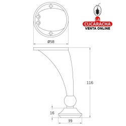 PATA ZAMAK DE DISEÑO PARA MUEBLE AJUSTE ALTURA MODELO 13.