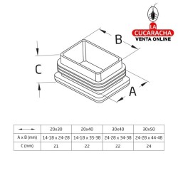 CONTERA POLIETILENO INTERIOR RECTANGULAR PATAS MUEBLES MODELO 662.