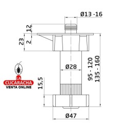 CAJA 50-PATA PLASTICO CON REGULACION Y ESPIGA ZOCALOS COCINA MODELO 9.