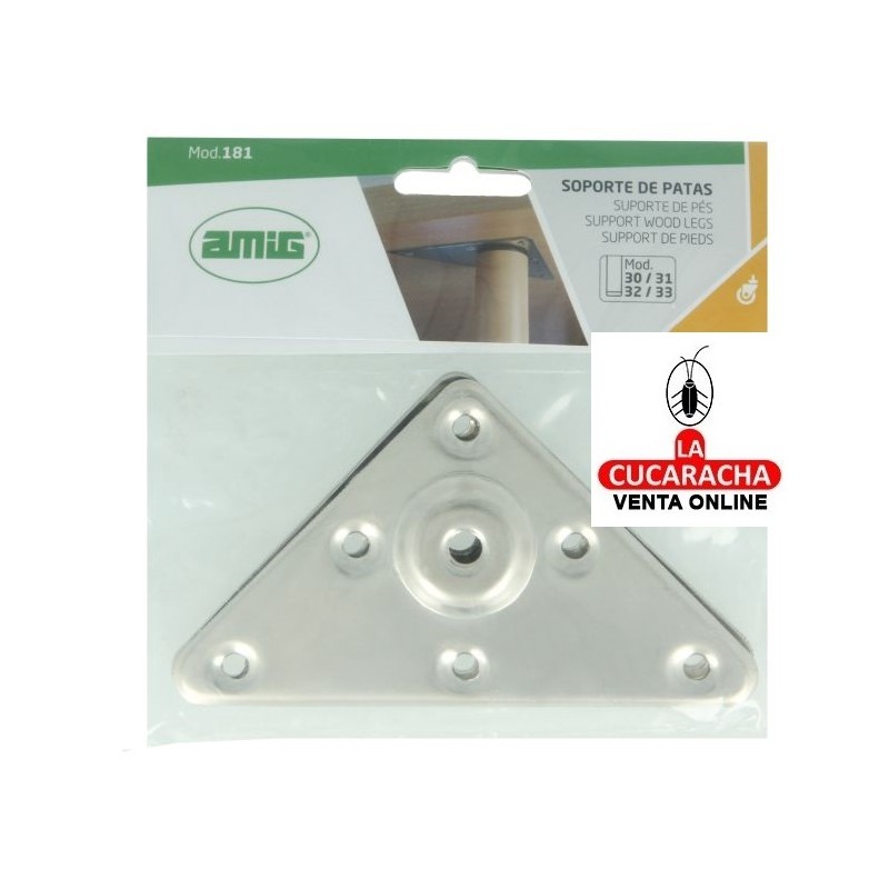 BLISTER 2-SOPORTE ACERO SUJECION PATA MADERA 30 A 33 MODELO 181.