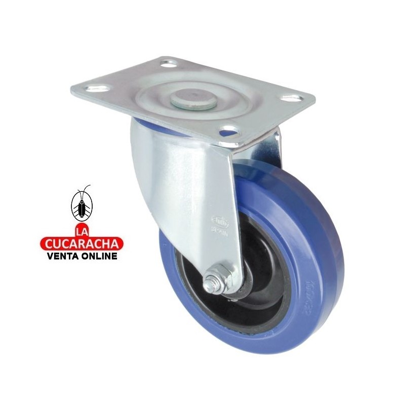 RUEDA GOMA CON PLETINA METALICA FIJA Y NUCLEO NYLON MODELO 2700.