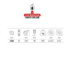 RUEDA NYLON NEGRO CON AGUJERO Y FRENO MODELO 2554.