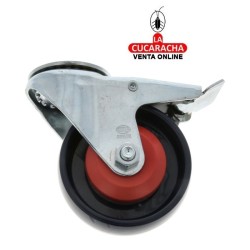 RUEDA NYLON NEGRO CON AGUJERO Y FRENO MODELO 2554.