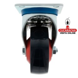 RUEDA NYLON NEGRO CON PLETINA Y FRENO MODELO 2553.