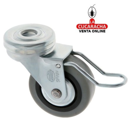 RUEDA GOMA BORRACHA CON AGUJERO RODAMIENTOS Y FRENOS MODELO 2505.