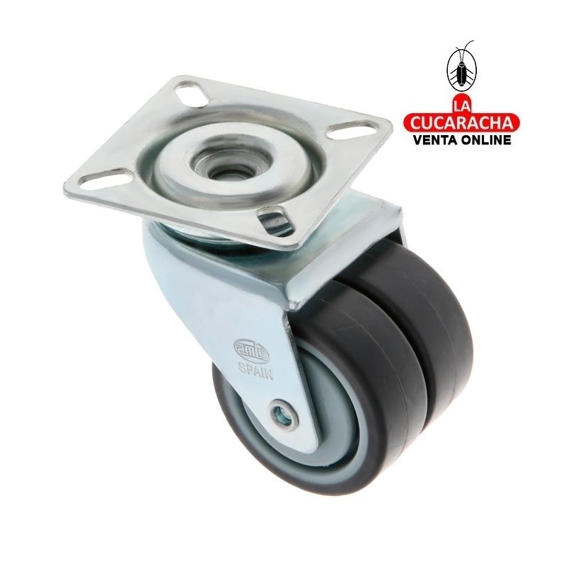 RUEDA DOBLE GOMA BORRACHA CON PLETINA MODELO 2514.