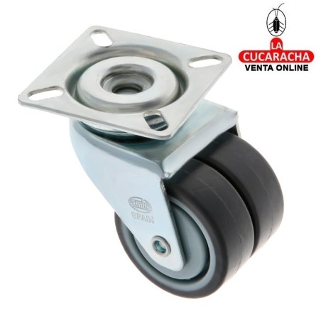 RUEDA DOBLE GOMA BORRACHA CON PLETINA MODELO 2514.