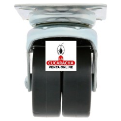 RUEDA DOBLE GOMA BORRACHA CON PLETINA Y FRENO MODELO 2514.