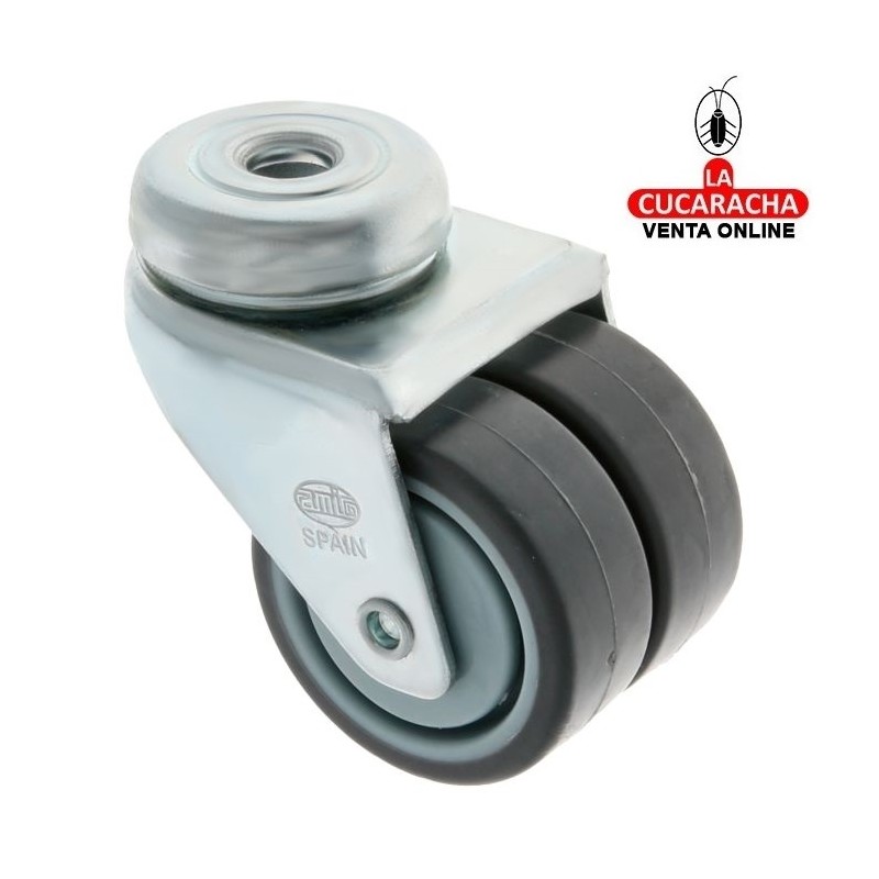 RUEDA DOBLE GOMA BORRACHA CON AGUJERO MODELO 2515.