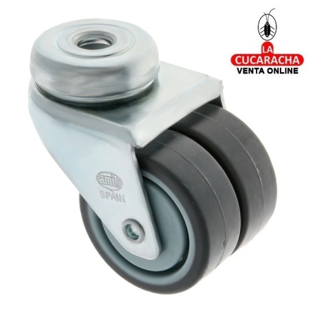 RUEDA DOBLE GOMA BORRACHA CON AGUJERO MODELO 2515.