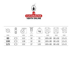 RUEDA GOMA BORRACHA NUCLEO METALICO CON PLETINA MODELO 2522.