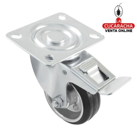 RUEDA GOMA BORRACHA NUCLEO METALICO CON PLETINA Y FRENO MODELO 2523.