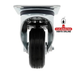 RUEDA GOMA BORRACHA NUCLEO METALICO CON PLETINA Y FRENO MODELO 2523.