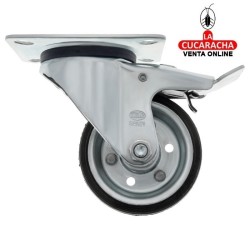 RUEDA GOMA BORRACHA NUCLEO METALICO CON PLETINA Y FRENO MODELO 2523.