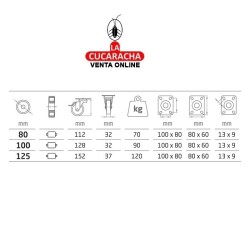 RUEDA GOMA BORRACHA NUCLEO METALICO CON PLETINA Y FRENO MODELO 2523.
