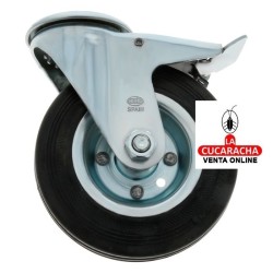 RUEDA GOMA BORRACHA NUCLEO METALICO CON AGUJERO Y FRENO MODELO 2525.