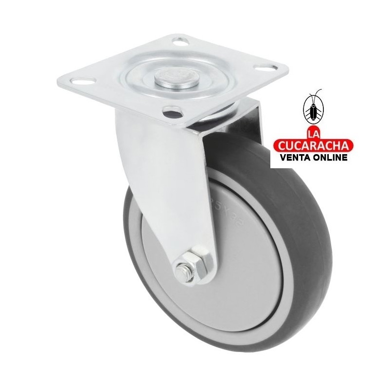 RUEDA GOMA BORRACHA CON PLETINA GIRATORIA MODELO 2530.