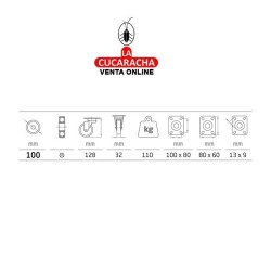 RUEDA GOMA BORRACHA CON PLETINA GIRATORIA MODELO 2530.