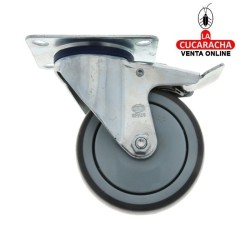 RUEDA GOMA BORRACHA CON PLETINA GIRATORIA Y FRENO MODELO 2530.