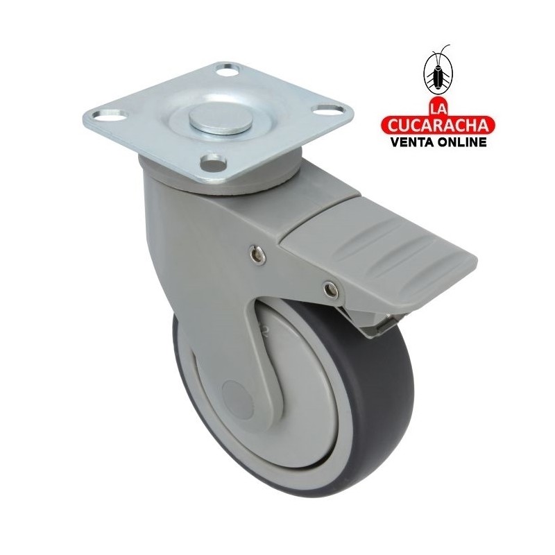 RUEDA GOMA BORRACHA CON PLETINA Y FRENO MODELO 2535.