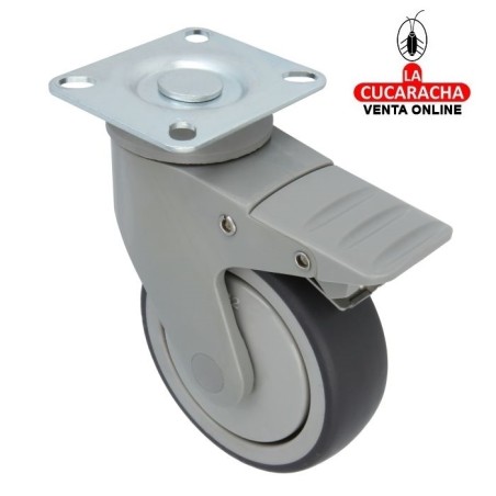 RUEDA GOMA BORRACHA CON PLETINA Y FRENO MODELO 2535.