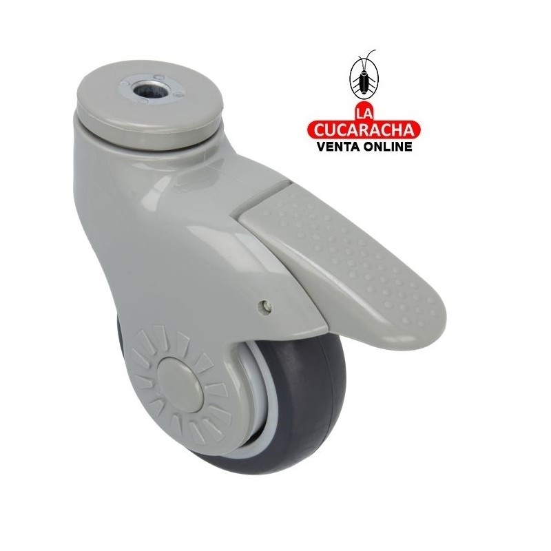 RUEDA GOMA BORRACHA CON AGUJERO Y FRENO MODELO 2537.