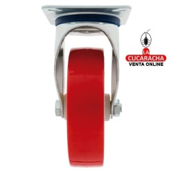 RUEDA POLIURETANO ROJO CON PLETINA MODELO 2540.