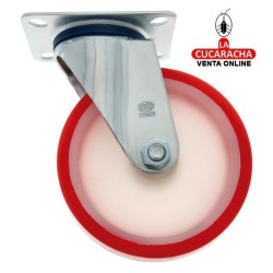 RUEDA POLIURETANO ROJO CON PLETINA MODELO 2540.