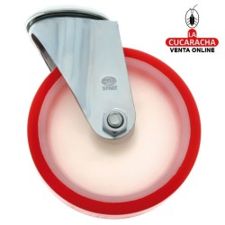 RUEDA POLIURETANO ROJO CON AGUJERO MODELO 2541.