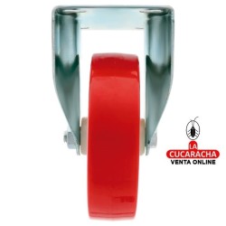 RUEDA POLIURETANO ROJO CON PLETINA FIJA MODELO 2542.