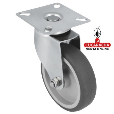 RUEDA CAUCHO TERMOPLASTICO CON PLETINA ACERO INOX MODELO 2560.