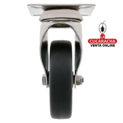 RUEDA CAUCHO TERMOPLASTICO CON PLETINA ACERO INOX MODELO 2560.