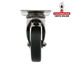 RUEDA CAUCHO TERMOPLASTICO CON PLETINA Y FRENO ACERO INOX MODELO 2560.