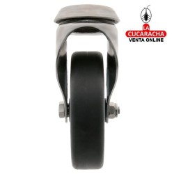 RUEDA CAUCHO TERMOPLASTICO CON PLETINA Y AGUJERO ACERO INOX MODELO 2561.