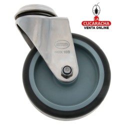 RUEDA CAUCHO TERMOPLASTICO CON PLETINA Y AGUJERO ACERO INOX MODELO 2561.