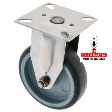 RUEDA CAUCHO TERMOPLASTICO CON PLETINA FIJA ACERO INOX MODELO 2562.