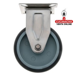 RUEDA CAUCHO TERMOPLASTICO CON PLETINA FIJA ACERO INOX MODELO 2562.